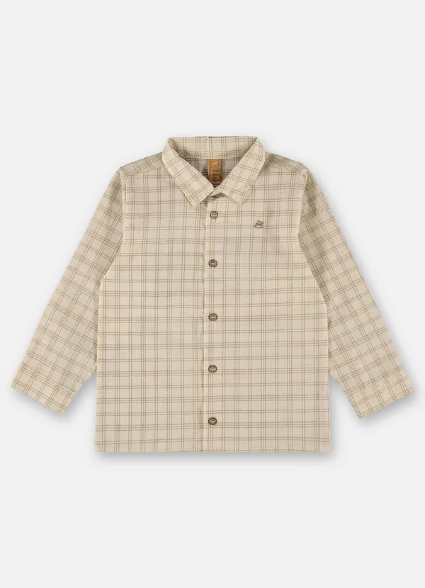 Up Baby - Camisa Infantil em Linho e Algodão Bege 3