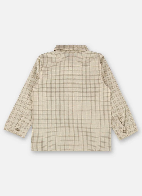 Up Baby - Camisa Infantil em Linho e Algodão Bege 4