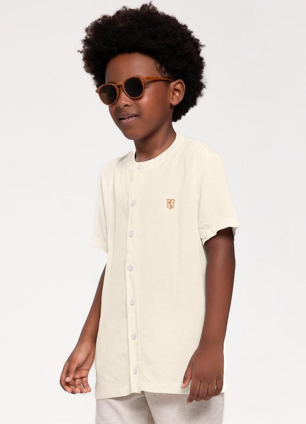 Trick Nick - Camisa Infantil em Viscolinho Bege