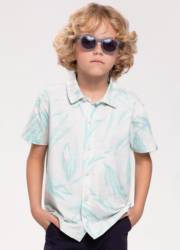 Trick Nick - Camisa Infantil Estampa Folhagens Azul