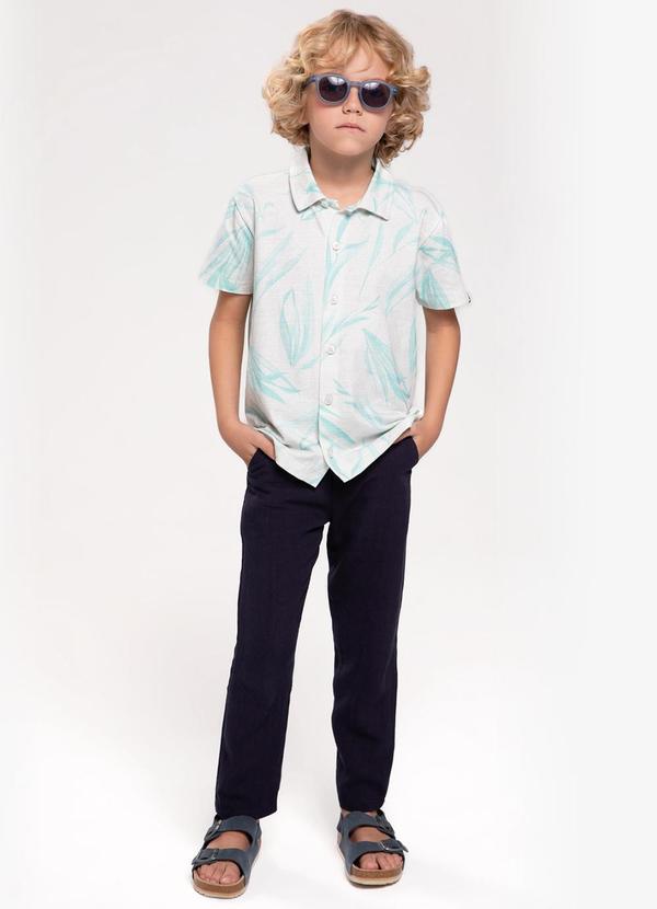 Trick Nick - Camisa Infantil Estampa Folhagens Azul 3