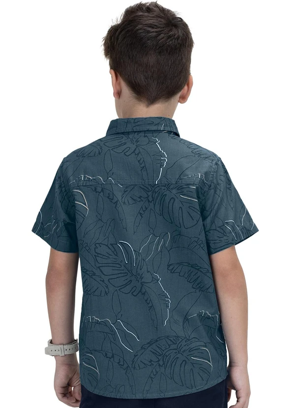 Trick Nick - Camisa Infantil Estampada em Popeline Azul 2