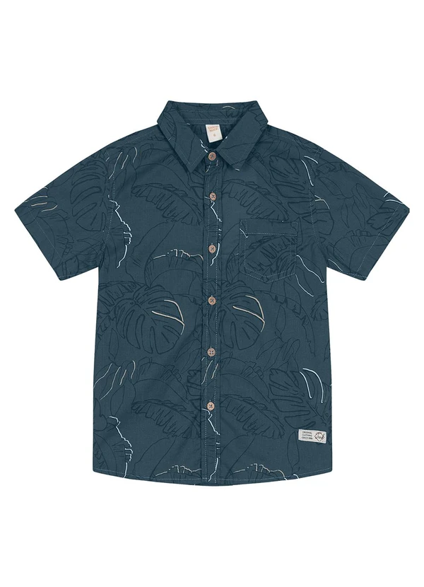 Trick Nick - Camisa Infantil Estampada em Popeline Azul 4