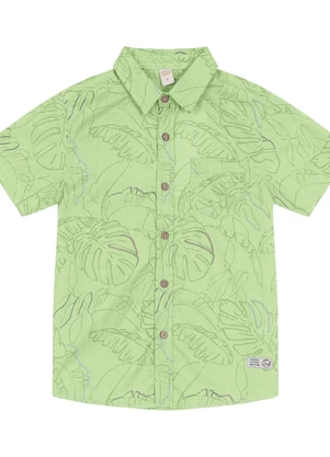 Trick Nick - Camisa Infantil Estampada em Popeline Verde - TRICK NICK