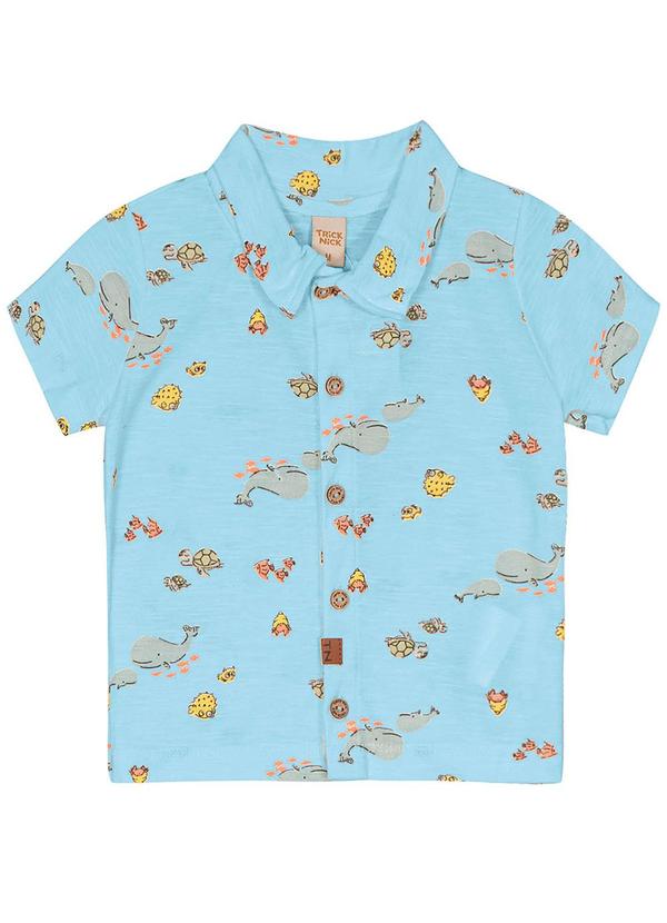 Trick Nick - Camisa Infantil Manga Curta Baleia Azul
