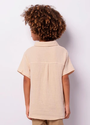 Torra - Camisa Infantil Manga Curta Texturizado Bege - TORRA