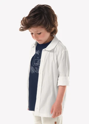 Trick Nick - Camisa Infantil Manga Longa Masculina Bege - TRICK NICK