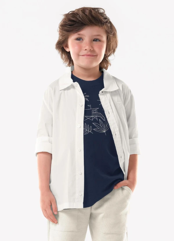 Trick Nick - Camisa Infantil Manga Longa Masculina Bege