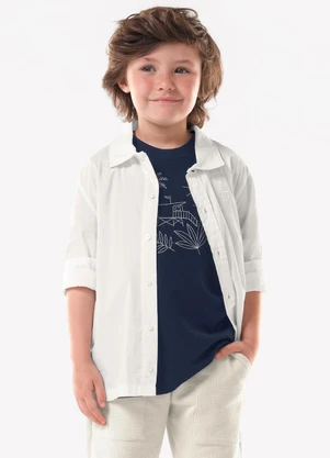 Trick Nick - Camisa Infantil Manga Longa Masculina Bege - TRICK NICK