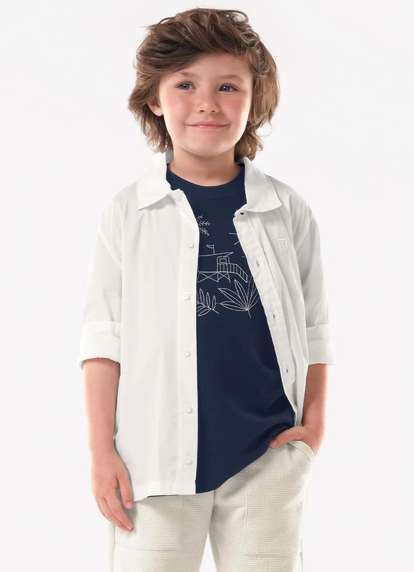 Trick Nick - Camisa Infantil Manga Longa Masculina Bege
