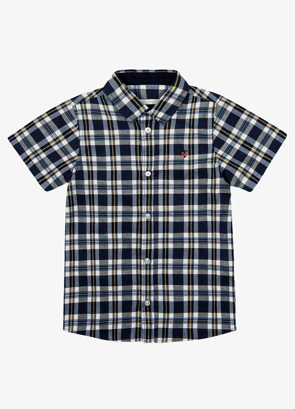 Trick Nick - Camisa Infantil Masc Tricoline Xadrez Azul