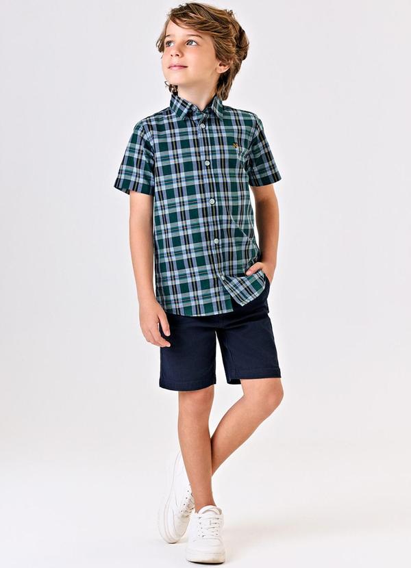 Trick Nick - Camisa Infantil Masc Tricoline Xadrez Verde 3
