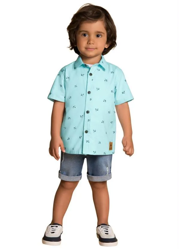Milon - Camisa Infantil MeninoAzul 2