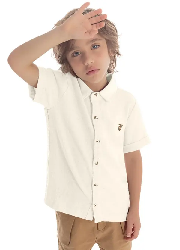 Trick Nick - Camisa Infantil Menino com Botões Bege
