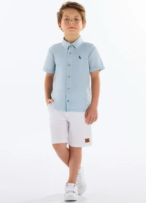 Quimby - Camisa Infantil Masculina Cotton Azul - QUIMBY