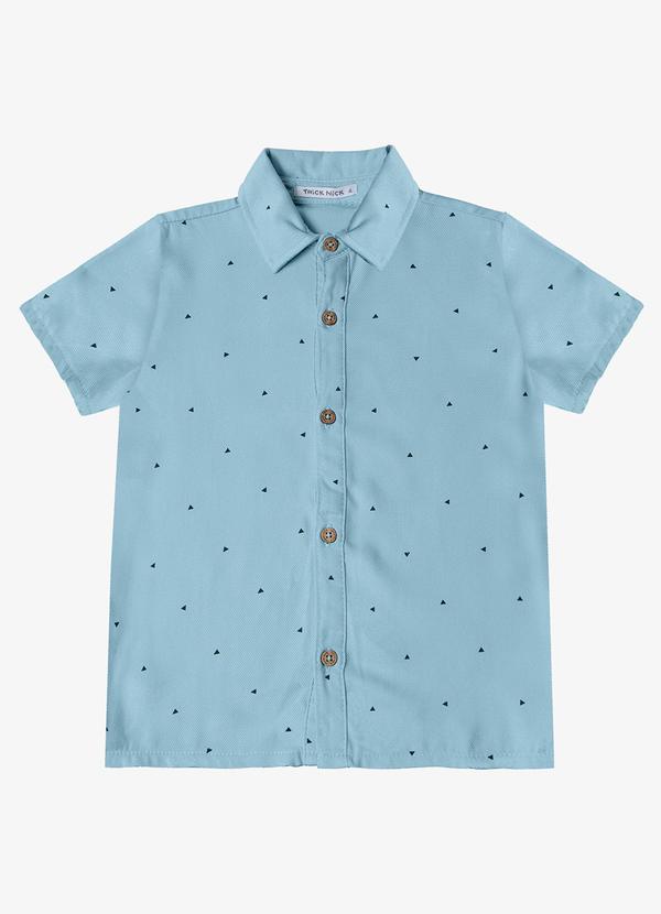 Trick Nick - Camisa Infantil Masculina Gola Dupla Azul