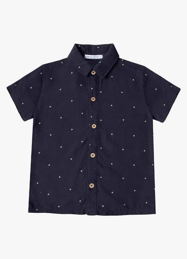 Trick Nick - Camisa Infantil Masculina Gola Dupla Azul