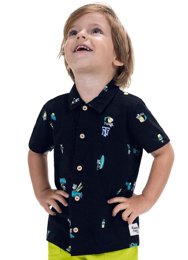 Trick Nick - Camisa Infantil Masculina Meia Malha Azul 1