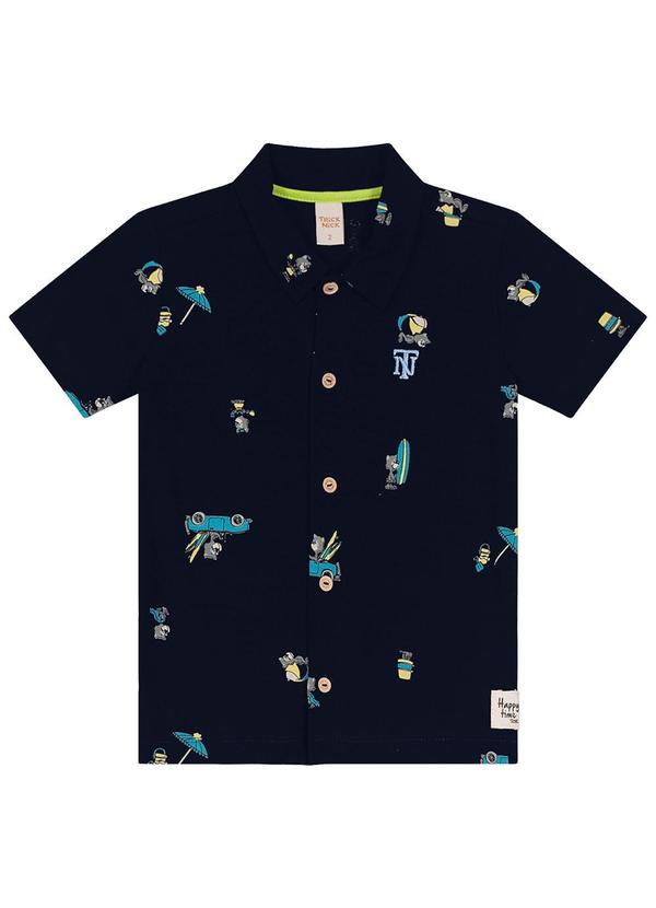 Trick Nick - Camisa Infantil Masculina Meia Malha Azul 3