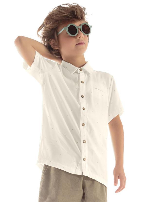 Trick Nick - Camisa Infantil Masculina Viscose Dobby Bege