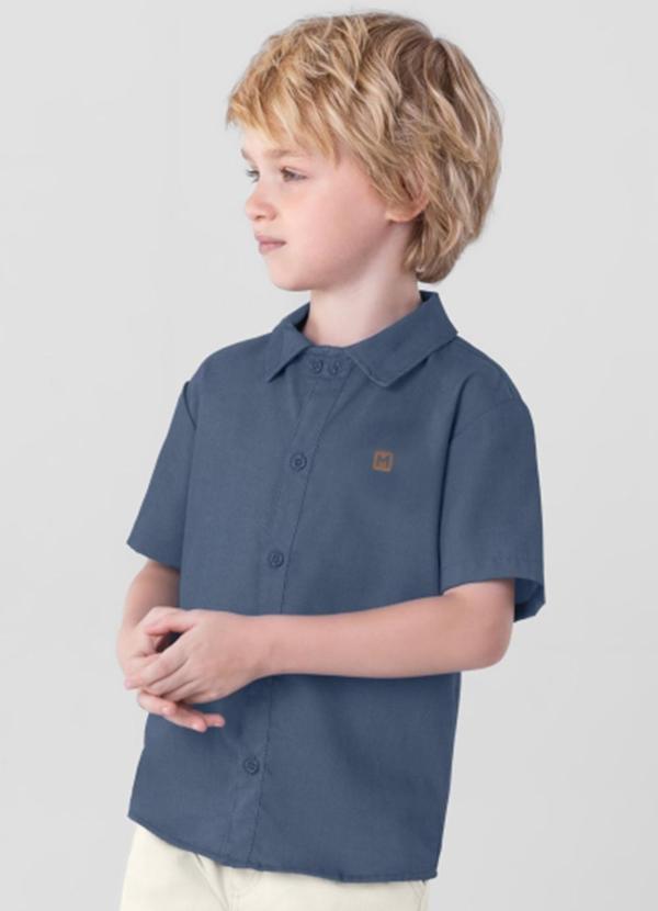 Brandili Mundi - Camisa Infantil Menino Denim Azul