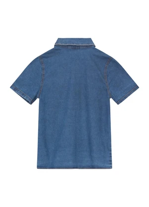 Brandili - Camisa Infantil Menino em Jeans Azul - BRANDILI
