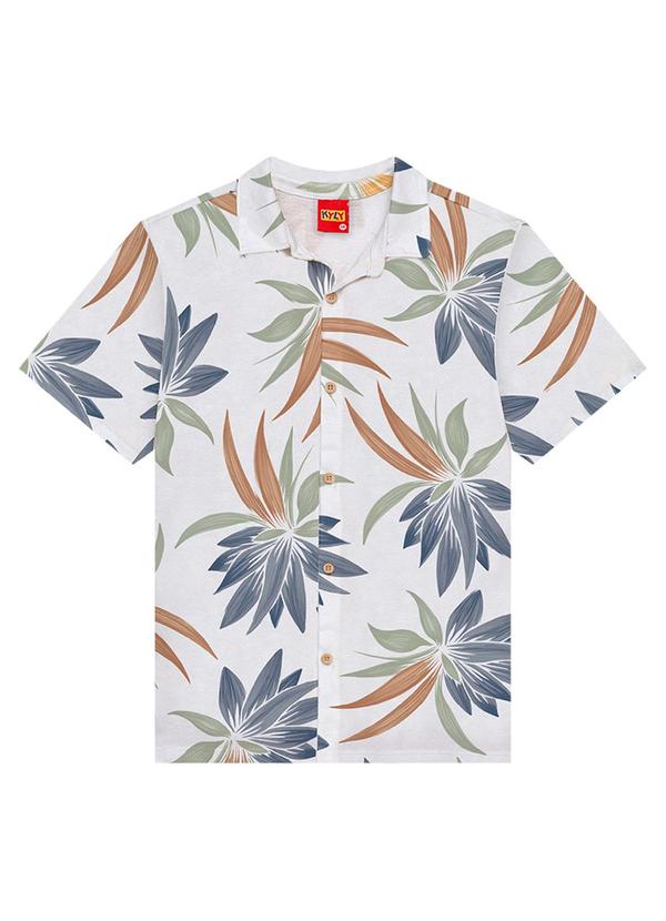 Kyly - Camisa Infantil Menino Folhagem Branco