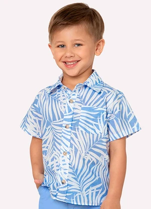 Camisa Infantil Menino Folhagem Milon (Azul) - MILON