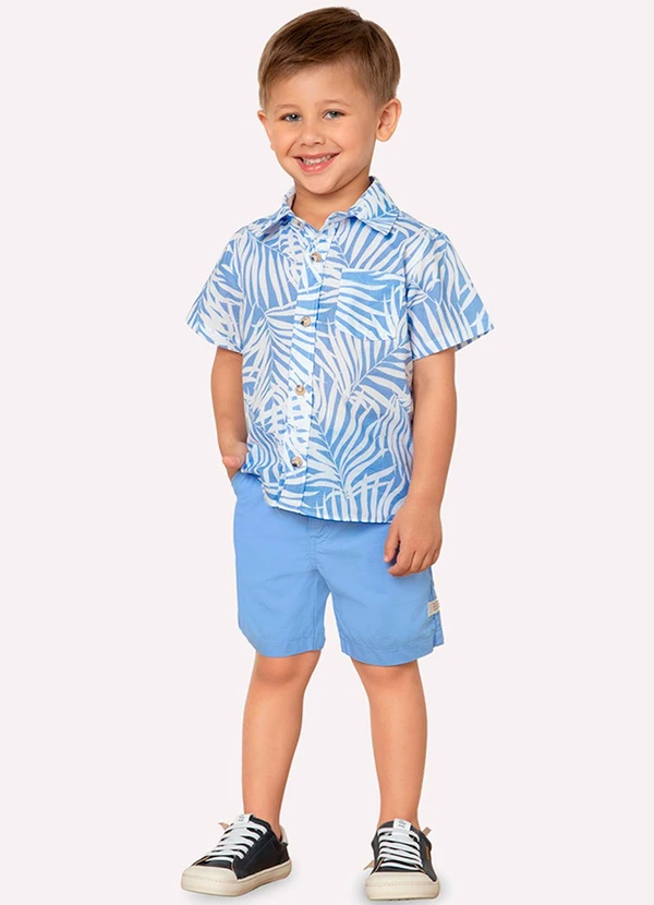Milon - Camisa Infantil Menino Folhagem Milon Azul