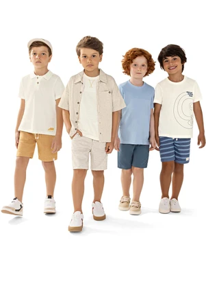 Colorittá - Camisa Infantil Menino Malha Linho Bege - COLORITTÁ