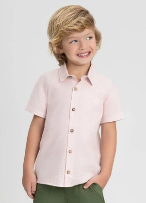 Camisa Infantil Menino Manga Curta Up Baby Rosa - UP BABY