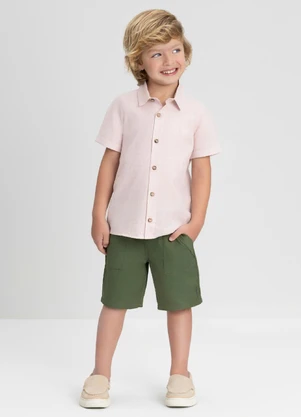 Camisa Infantil Menino Manga Curta Up Baby Rosa - UP BABY