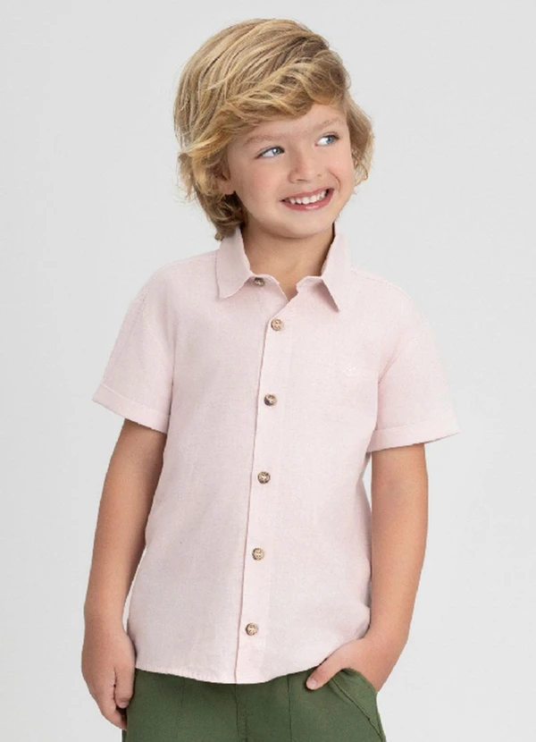 Up Baby - Camisa Infantil Menino Manga Curta Up Baby Rosa