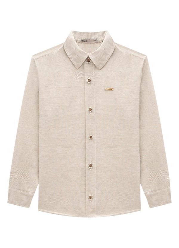 Ioluig - Camisa Infantil Menino Tecido Listrado Bege