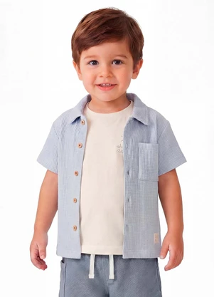 Colorittá - Camisa Infantil Menino Tricô Texturizada Azul - COLORITTÁ