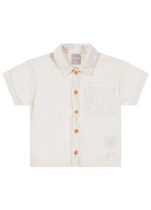 Colorittá - Camisa Infantil Menino Tricô Texturizada Bege - COLORITTÁ