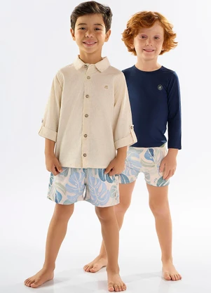 Up Baby - Camisa Infantil para Menino Bege - UP BABY