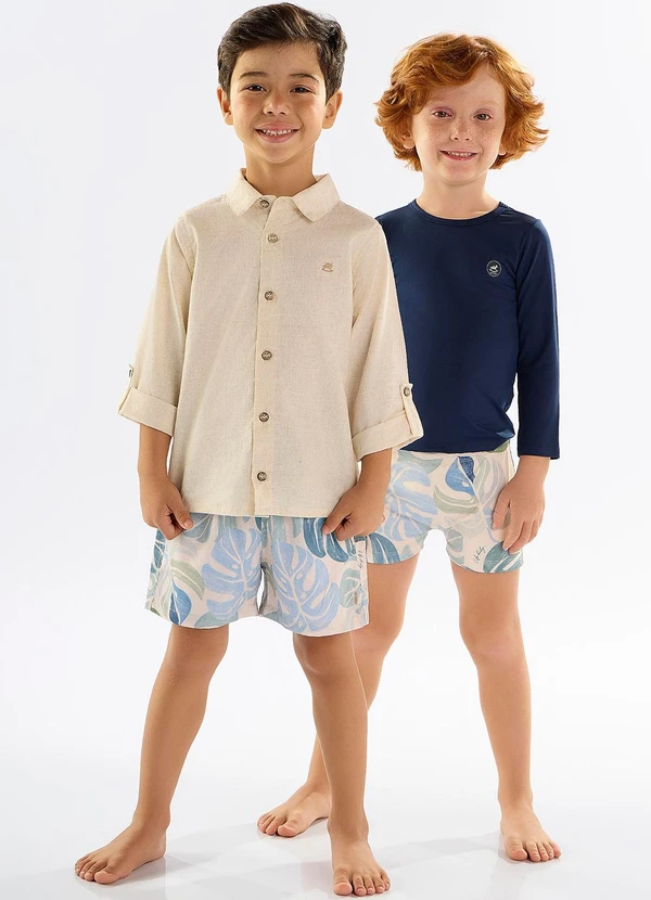 Up Baby - Camisa Infantil para Menino Bege 2