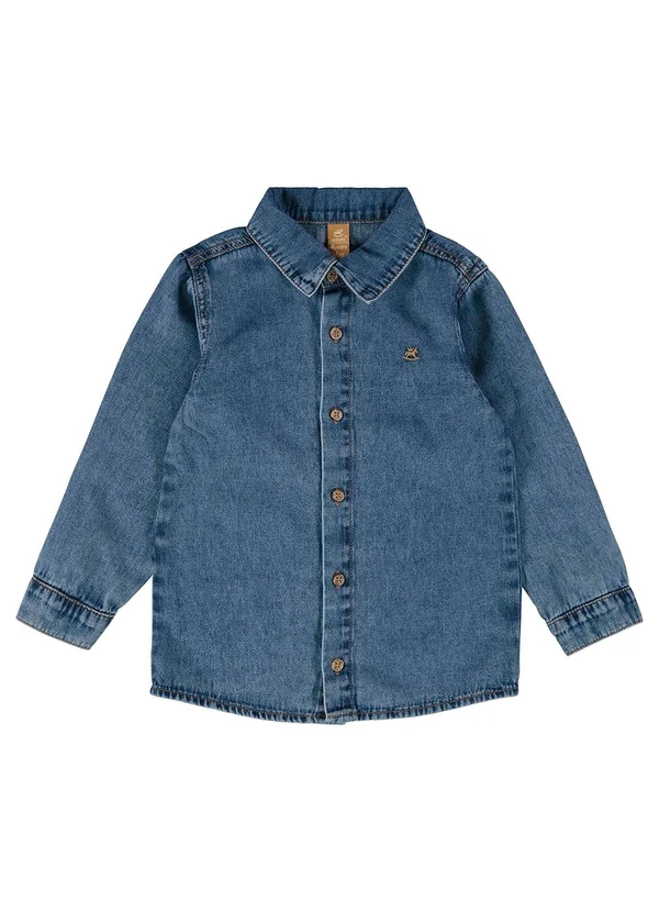 Up Baby - Camisa Infantil para Menino em Jeans Azul 3