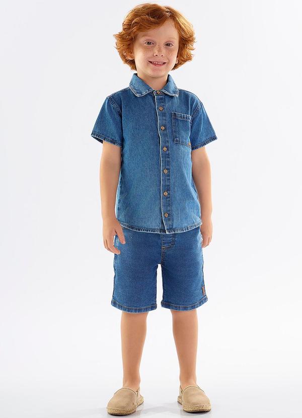 Up Baby - Camisa Infantil para Menino em Jeans Azul 2