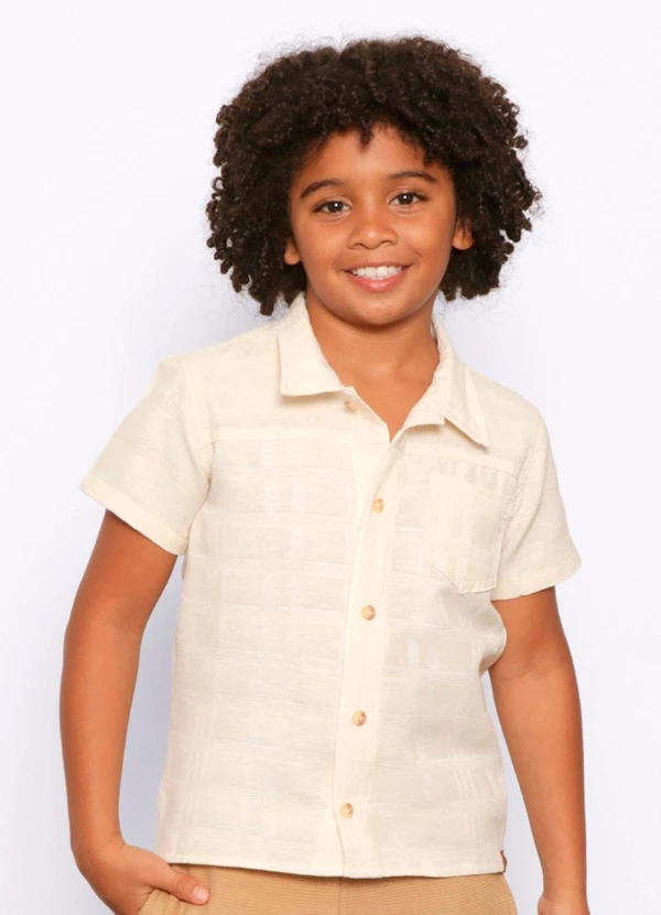 Torra - Camisa Infantil Texturizada Manga Curta Branca