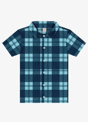 Trick Nick - Camisa Infantil Xadrez Manga Curta Azul - TRICK NICK