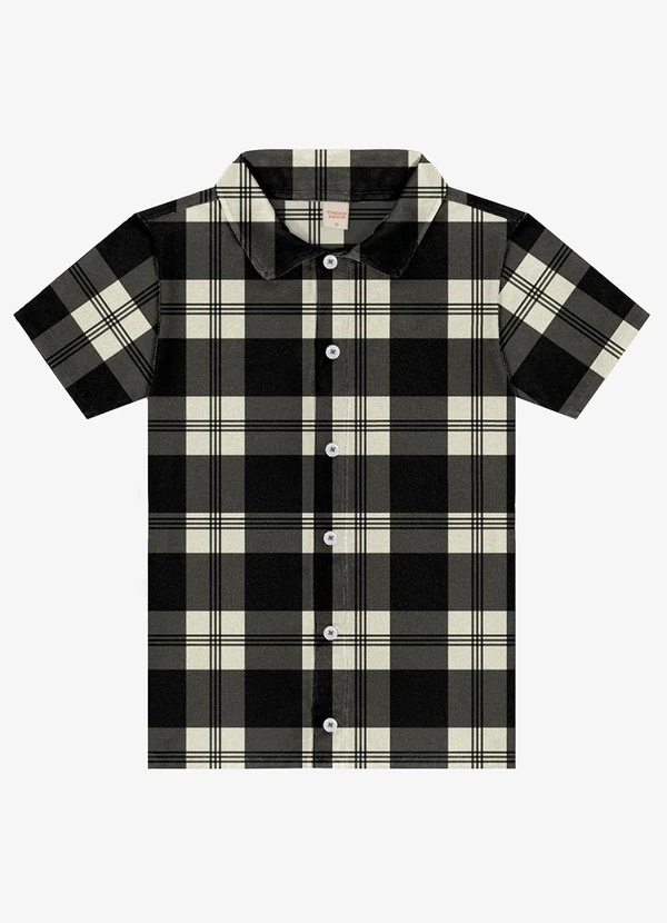 Trick Nick - Camisa Infantil Xadrez Manga Curta Preto