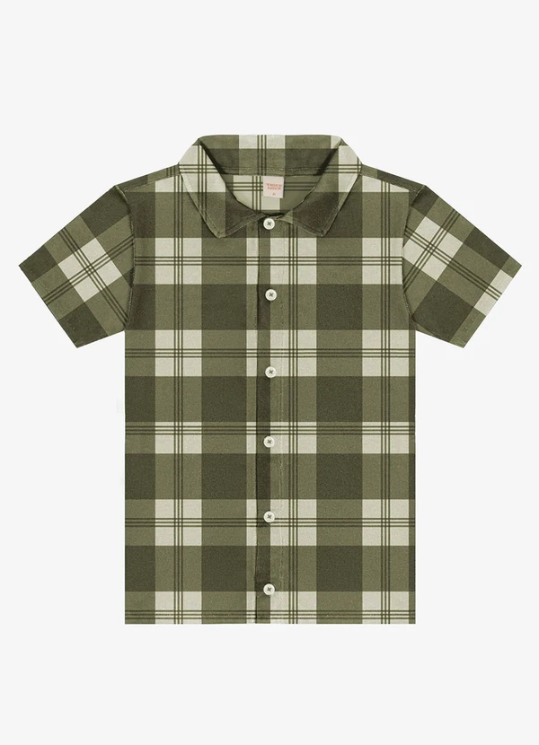 Trick Nick - Camisa Infantil Xadrez Manga Curta Verde