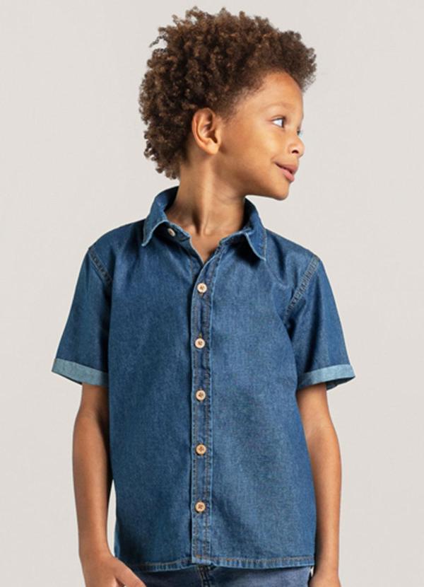 Brandili - Camisa Jeans Infantil Menino Azul