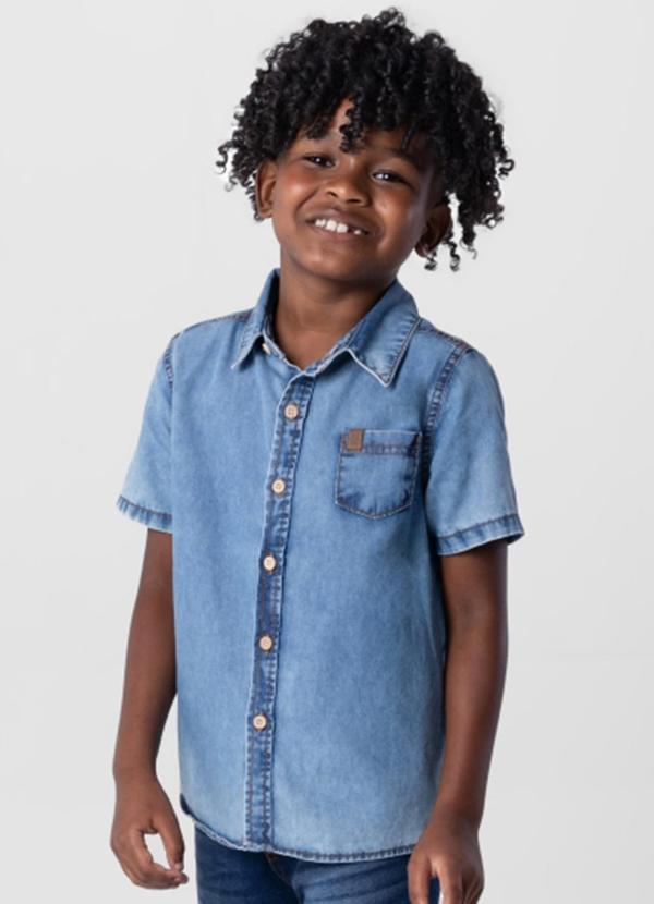 Brandili - Camisa Jeans Infantil Menino  Azul