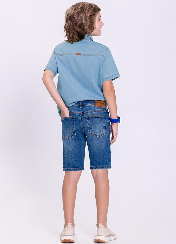 Alakazoo - Camisa Jeans Menino com Manga Curta Azul 4