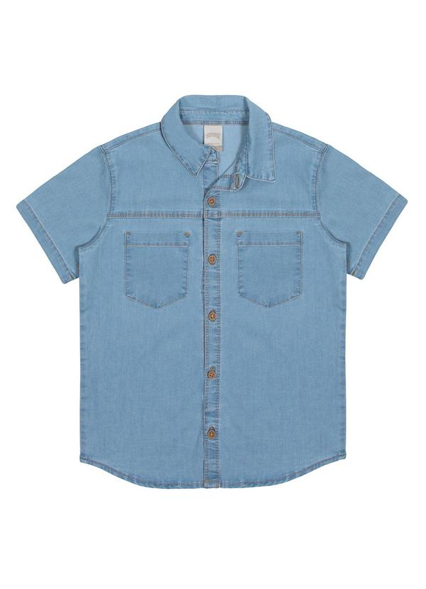 Alakazoo - Camisa Jeans Menino com Manga Curta Azul 5