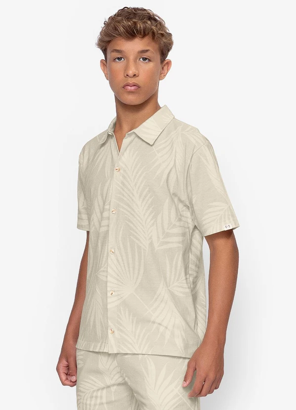 Minty - Camisa Juvenil em Meia Malha Masculina Bege