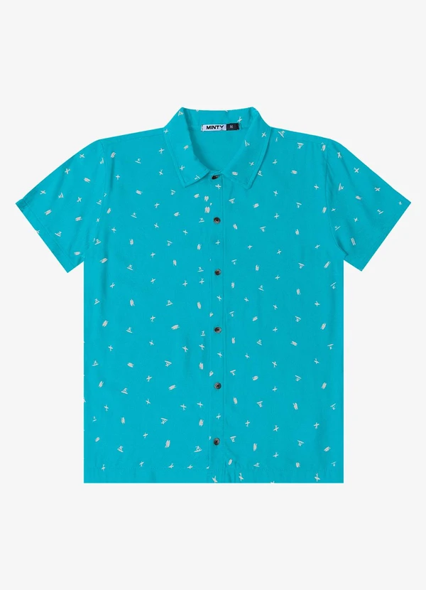 Minty - Camisa Juvenil em Viscose Masculina Azul